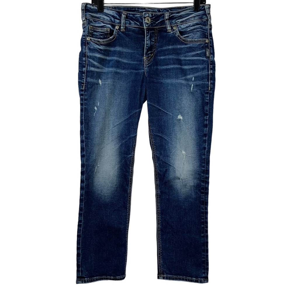 Silver Jeans Suki Distressed Mid Rise Capri Jeans Size 30